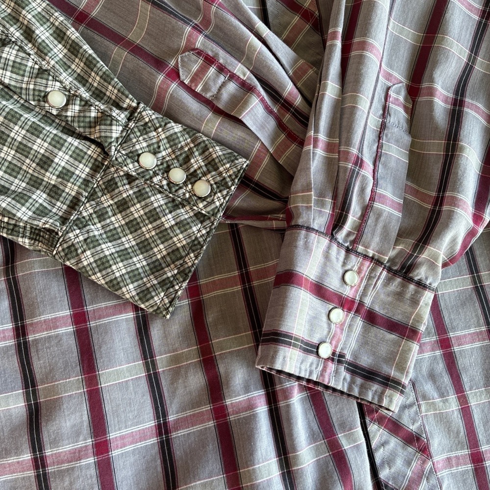 2 Shirt Mixed Lot Lg Shirt Pearl Snap Lakin Mckey Wrangler Cowboy Western Ranch - Picture 8 of 16